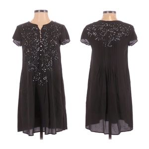 Calypso St. Barth Black Silk Sequin Pocket Shirt Dress, sz. XS